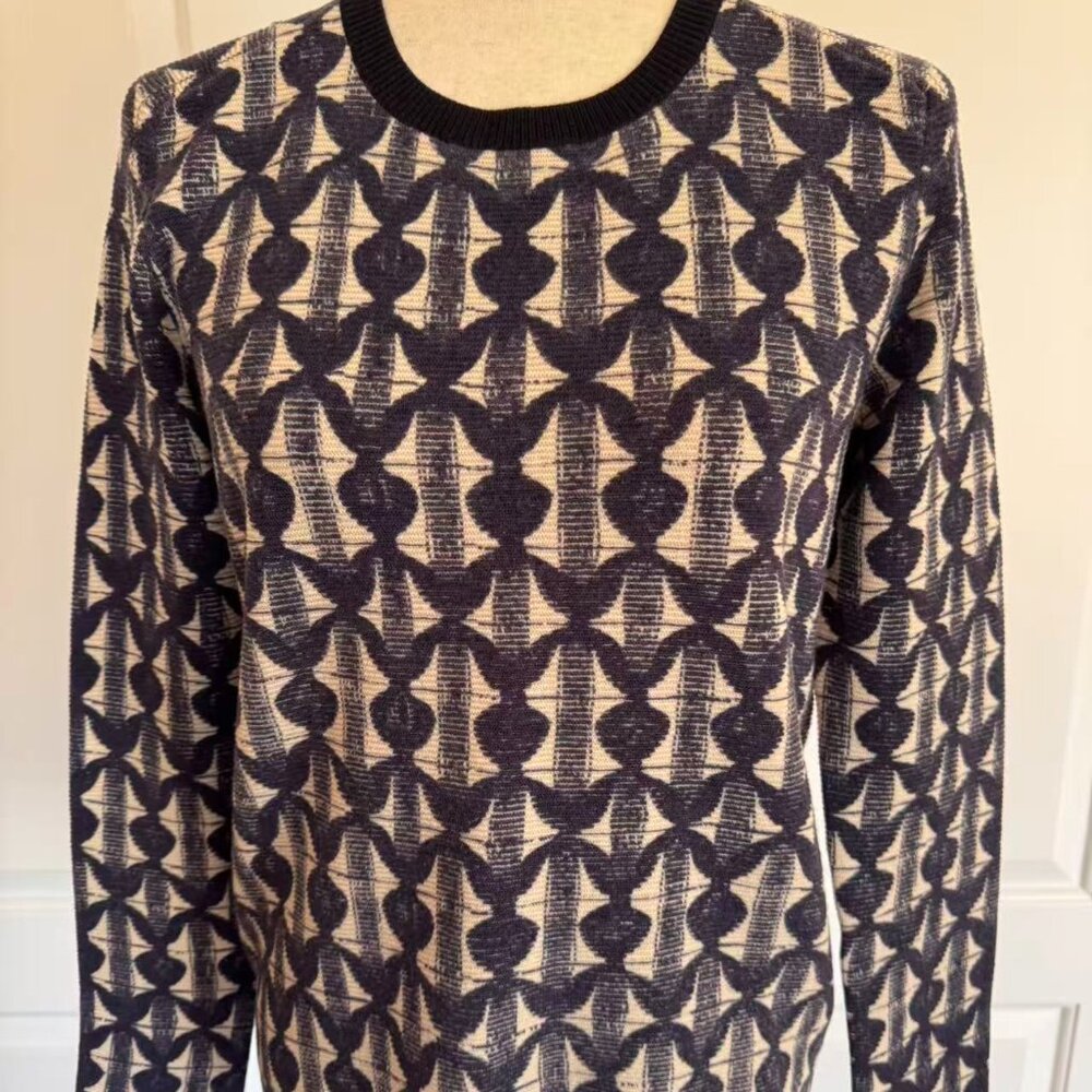 Tory Burch Blue pattern wool sweater, Sz M